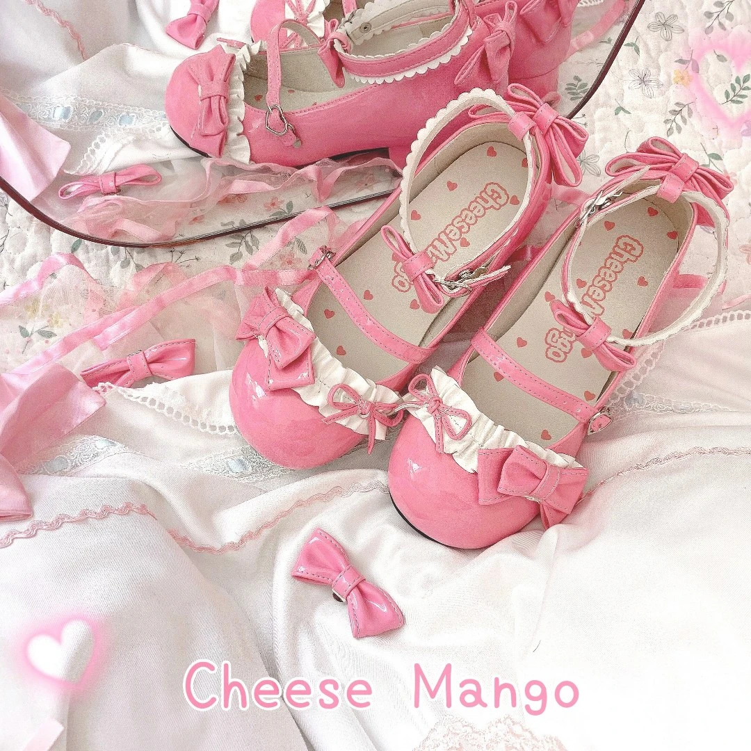 【福利款明显瑕疵】薄切奶糕夏季Lolita小皮鞋古早蝴蝶结