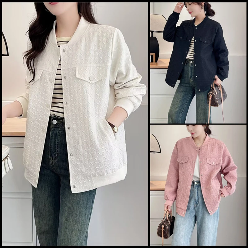 大码女装秋季韩版百搭棒球服胖妹妹显瘦宽松休闲立领外套夹克上衣