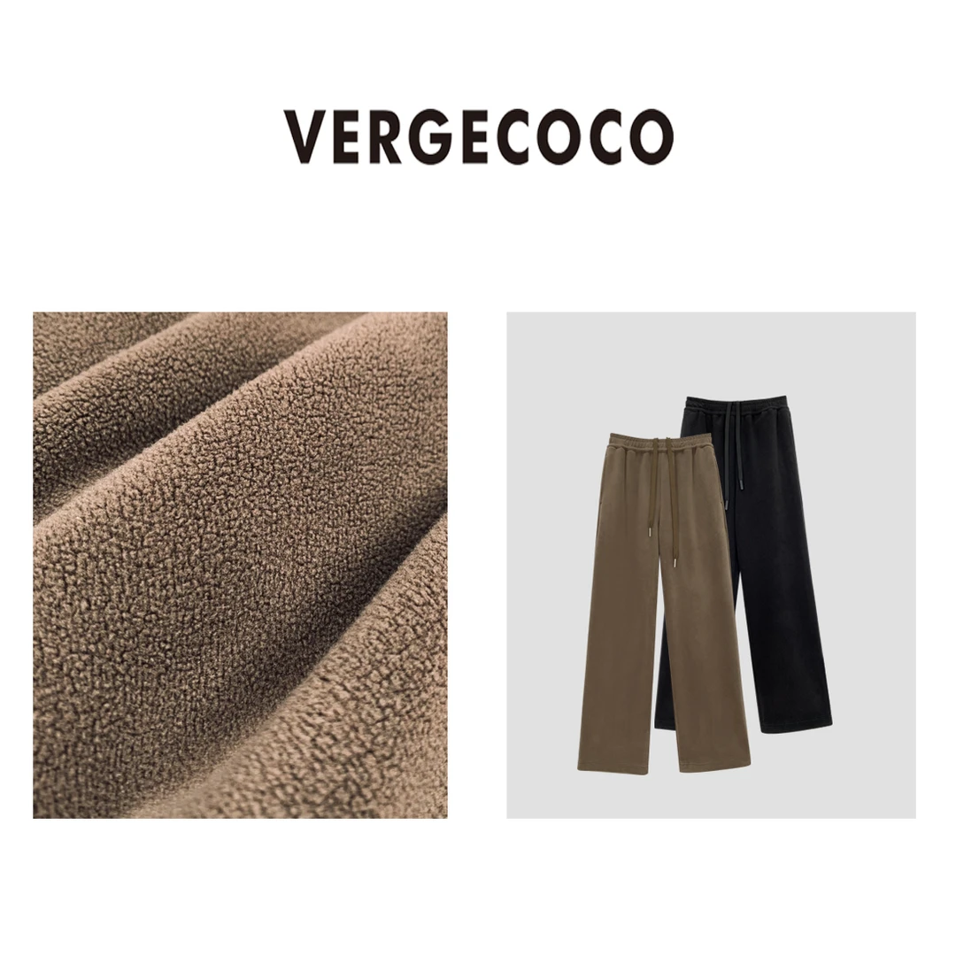 VERGECOCO 热力感双面摇粒绒休闲直筒裤可松紧脚口23V1J8235