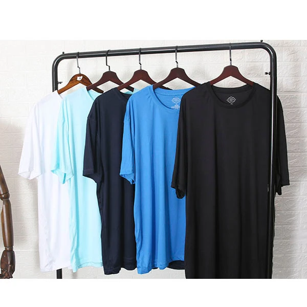 外贸男士新款夏季加肥加大码胖子速干纯色休闲运动圆领短袖T恤B4