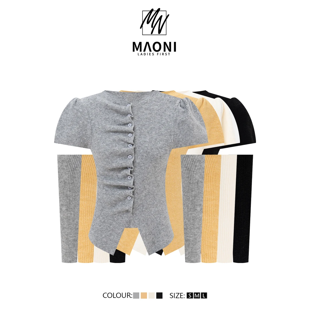 毛妮Peshe【奶油云朵】2025秋冬气质百搭短款显瘦毛衣配袖套D9920