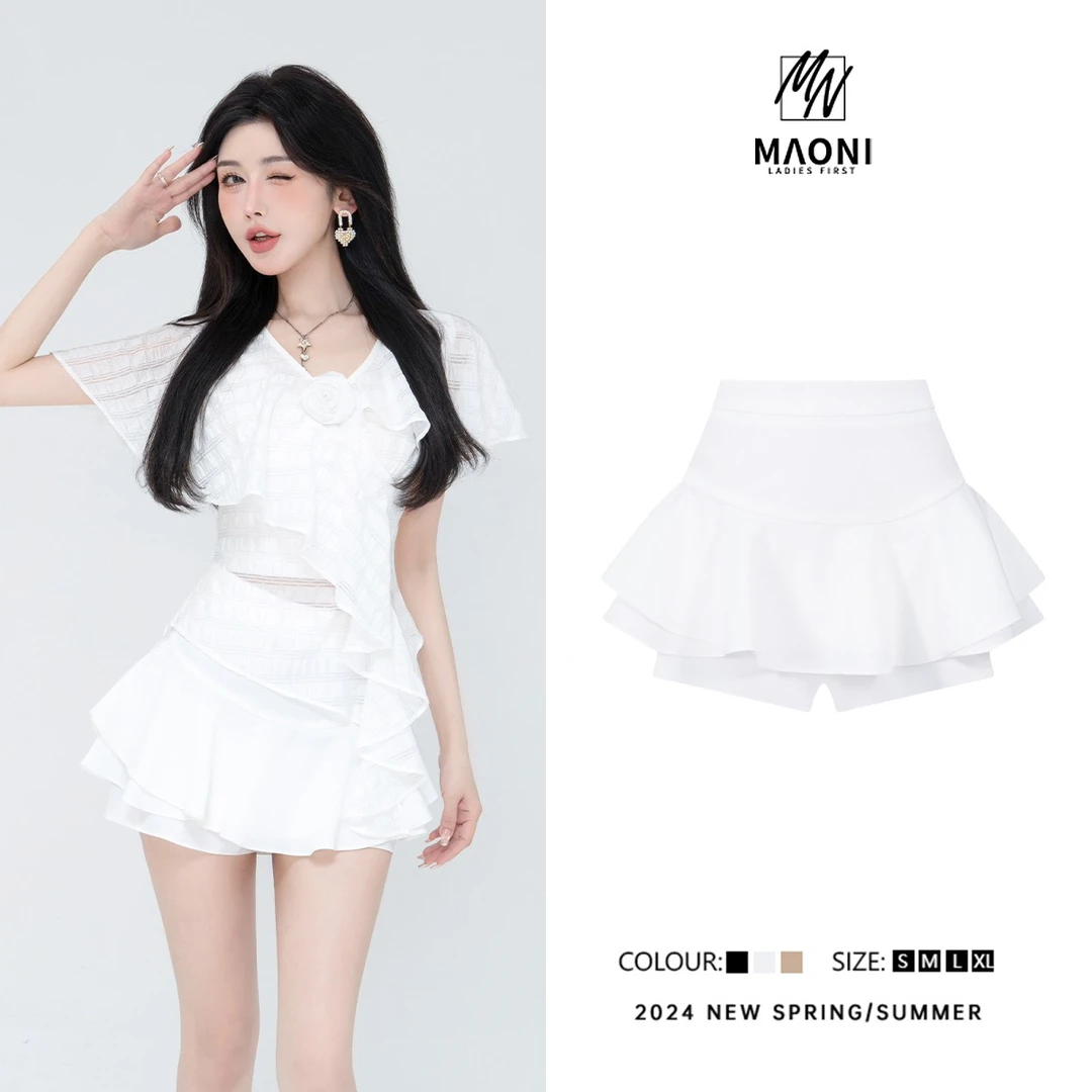 清-毛妮Peshe【晕染小众】2024年春夏 盐系高腰A字蓬蓬短裤裙D9122