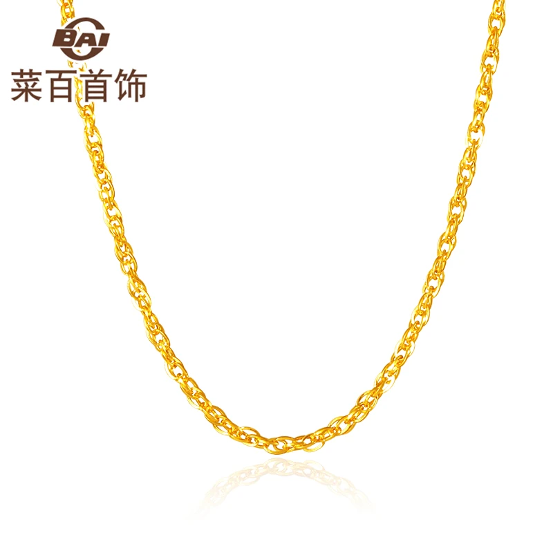 菜百首饰 黄金项链 足金绞丝链锁骨链时尚简约足金项链女素链