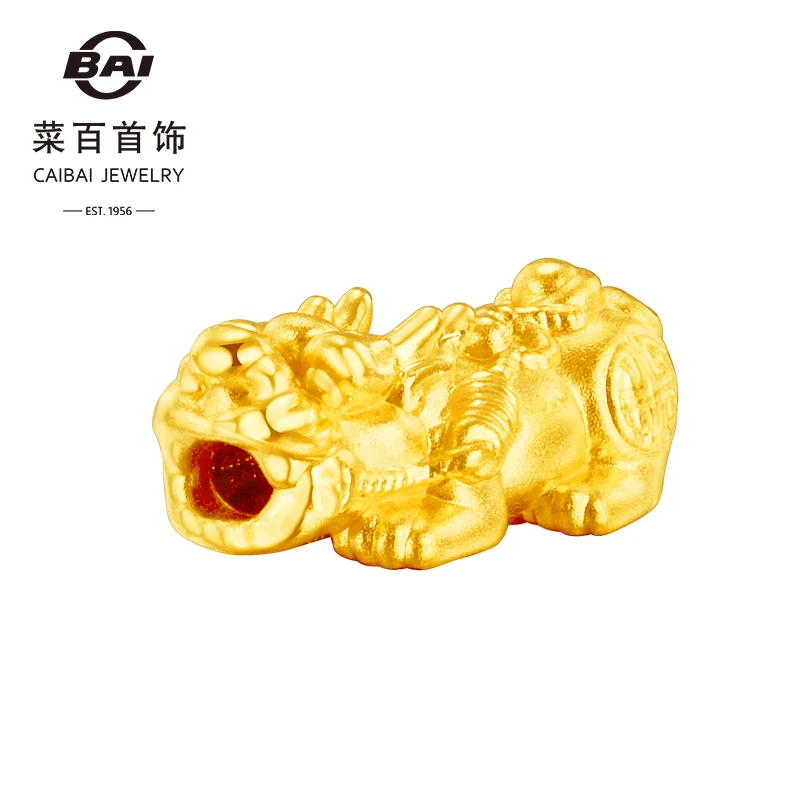 菜百首饰足金转运珠"纳福招财"福字貔貅转运珠手链串珠小版礼物