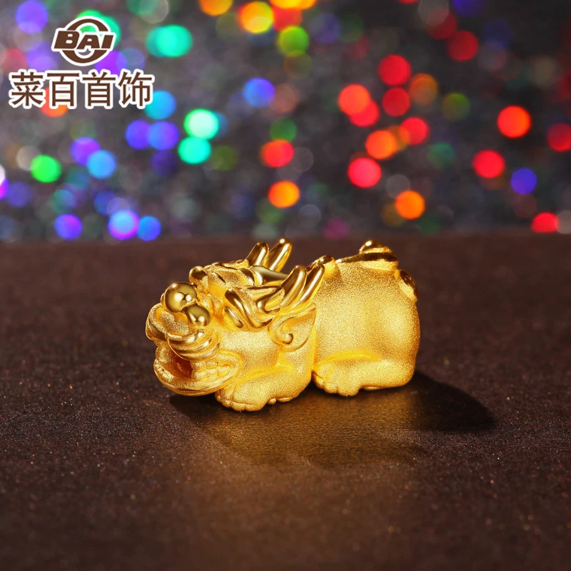 菜百首饰 黄金转运珠 足金祈福貔貅手串3D硬金足金串珠貔貅转运珠