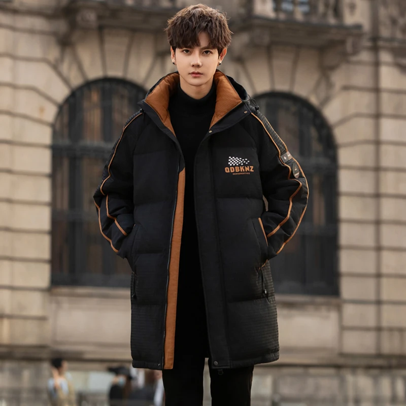 冬季青少年中长款棉衣男孩初中高中学生帅气保暖棉服大童冬装棉袄