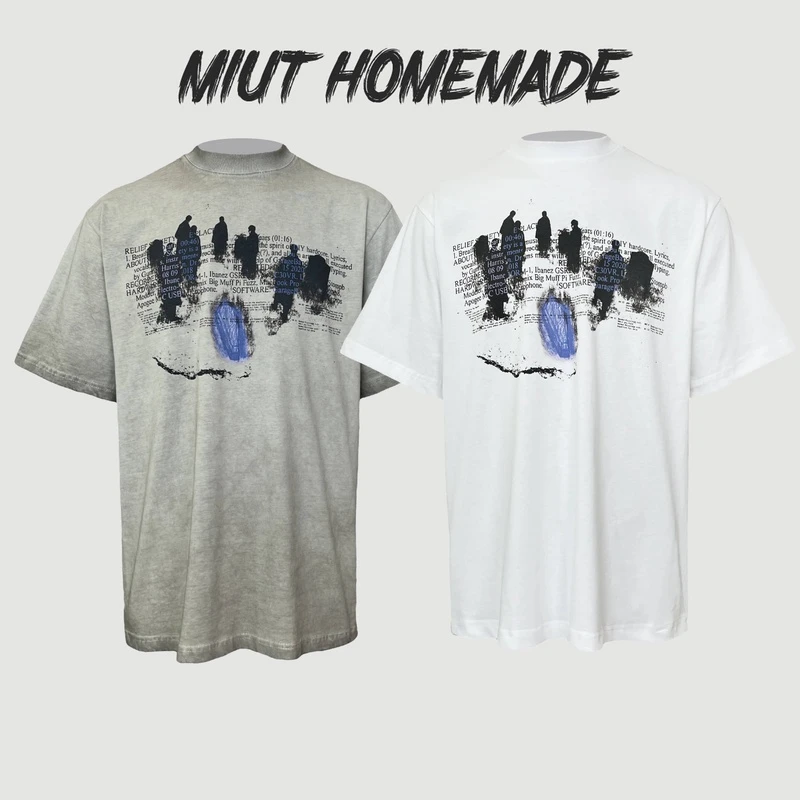 【虚幻人影】美式高街复古印花小领口休闲宽松夏季T恤短袖街头潮流