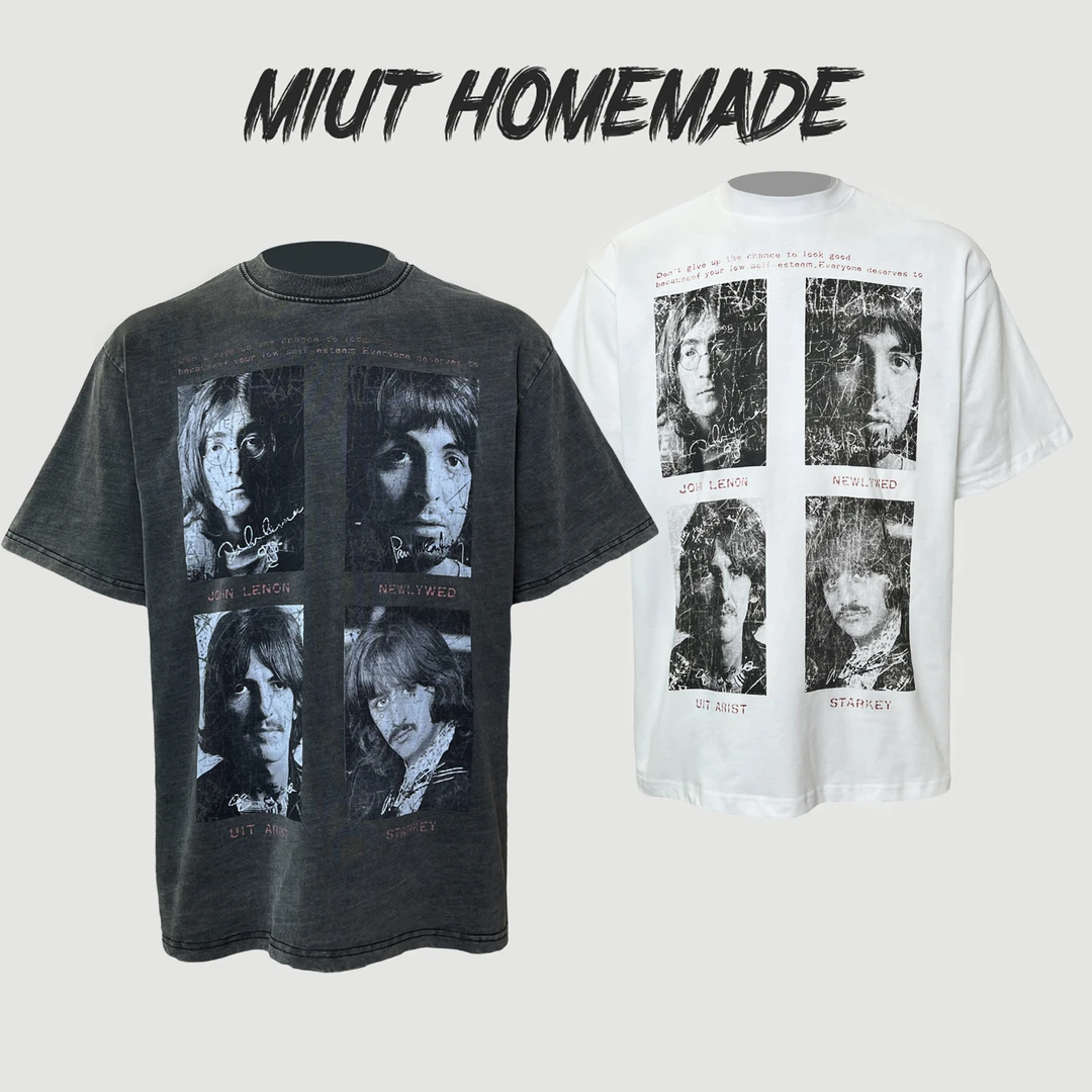 【披头士乐队】美式高街设计感宽松百搭休闲小领口纯棉t恤短袖潮流