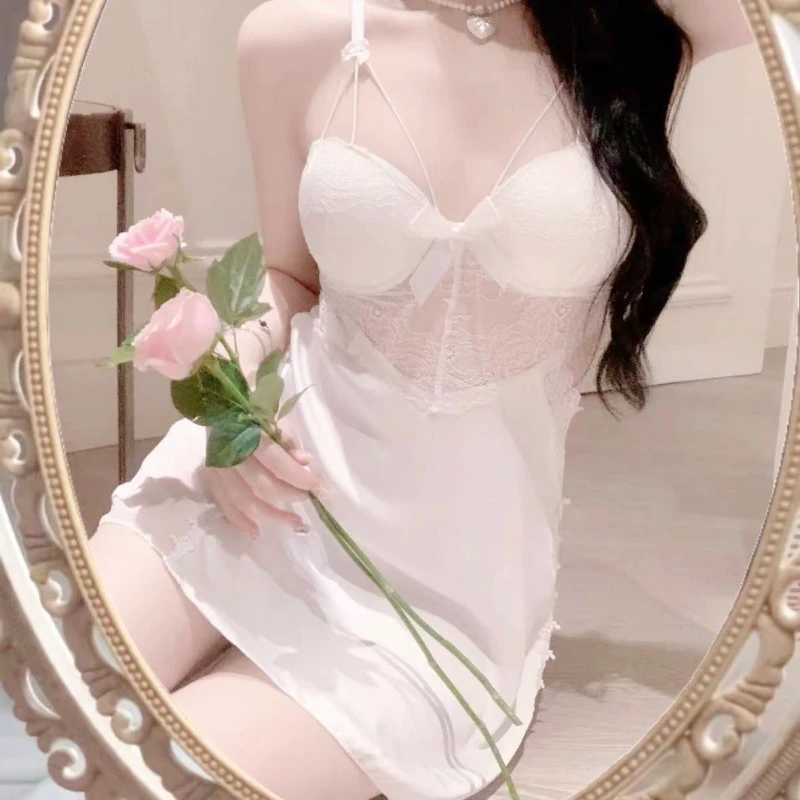 桃趣新款性感睡衣带胸垫夏季蕾丝睡裙露背吊带短裙女轻奢家居服