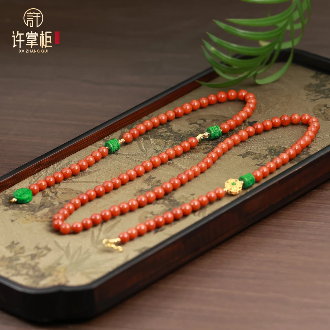 YGY｜18K金翡翠圆珠项链天然缅甸翡翠A货DIY雕刻桶珠配饰百搭气质