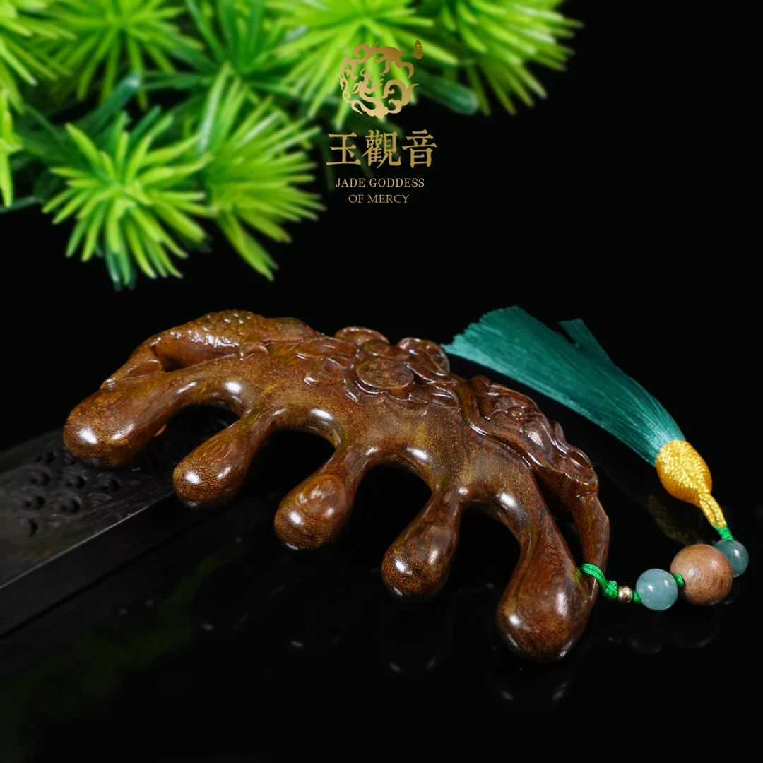 玉观音｜流苏檀木梳挂件天然翡翠A货优雅气质时尚个性百搭精美精致