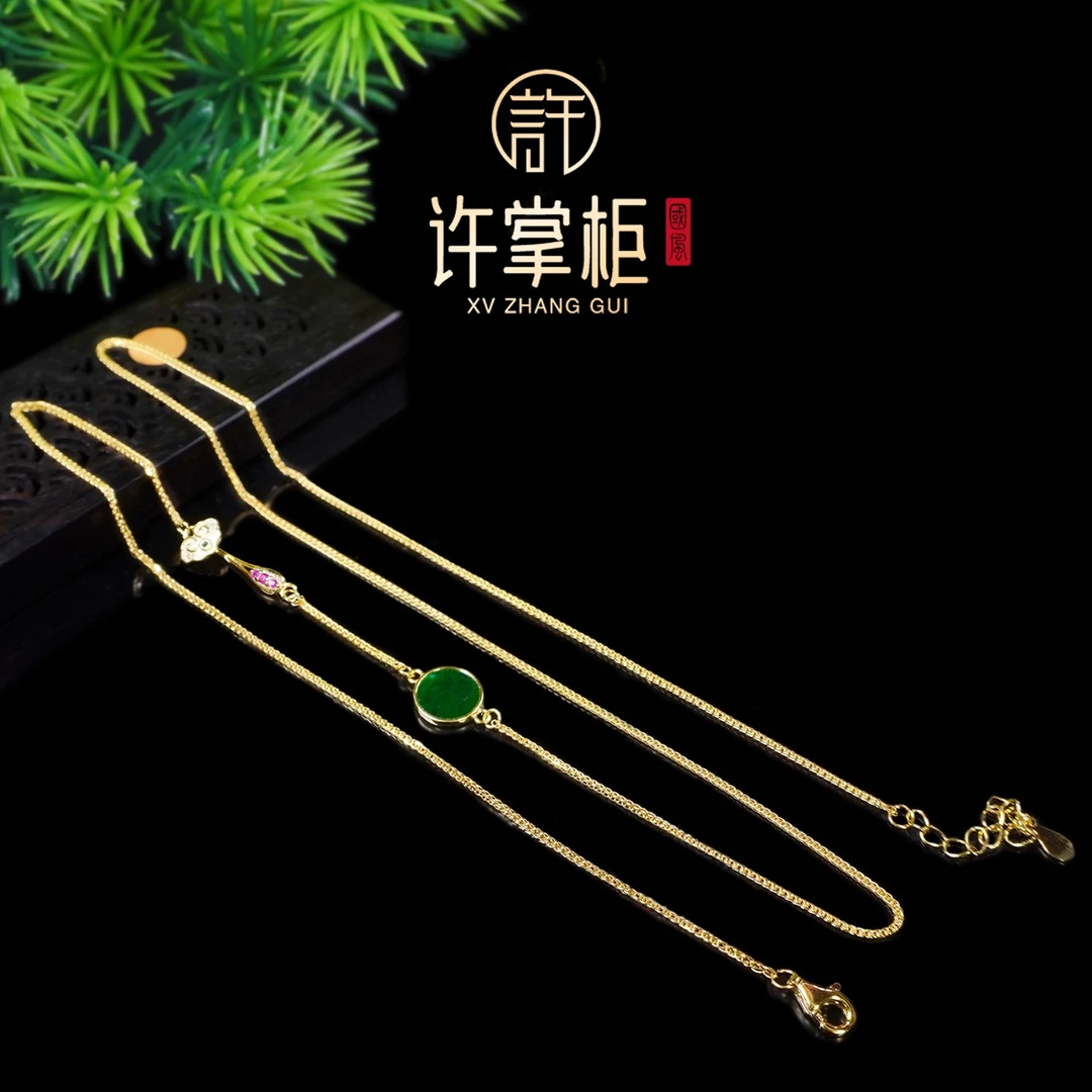 玉观音｜S925银镶嵌项链天然翡翠A货国潮风精致百搭个性简约古风
