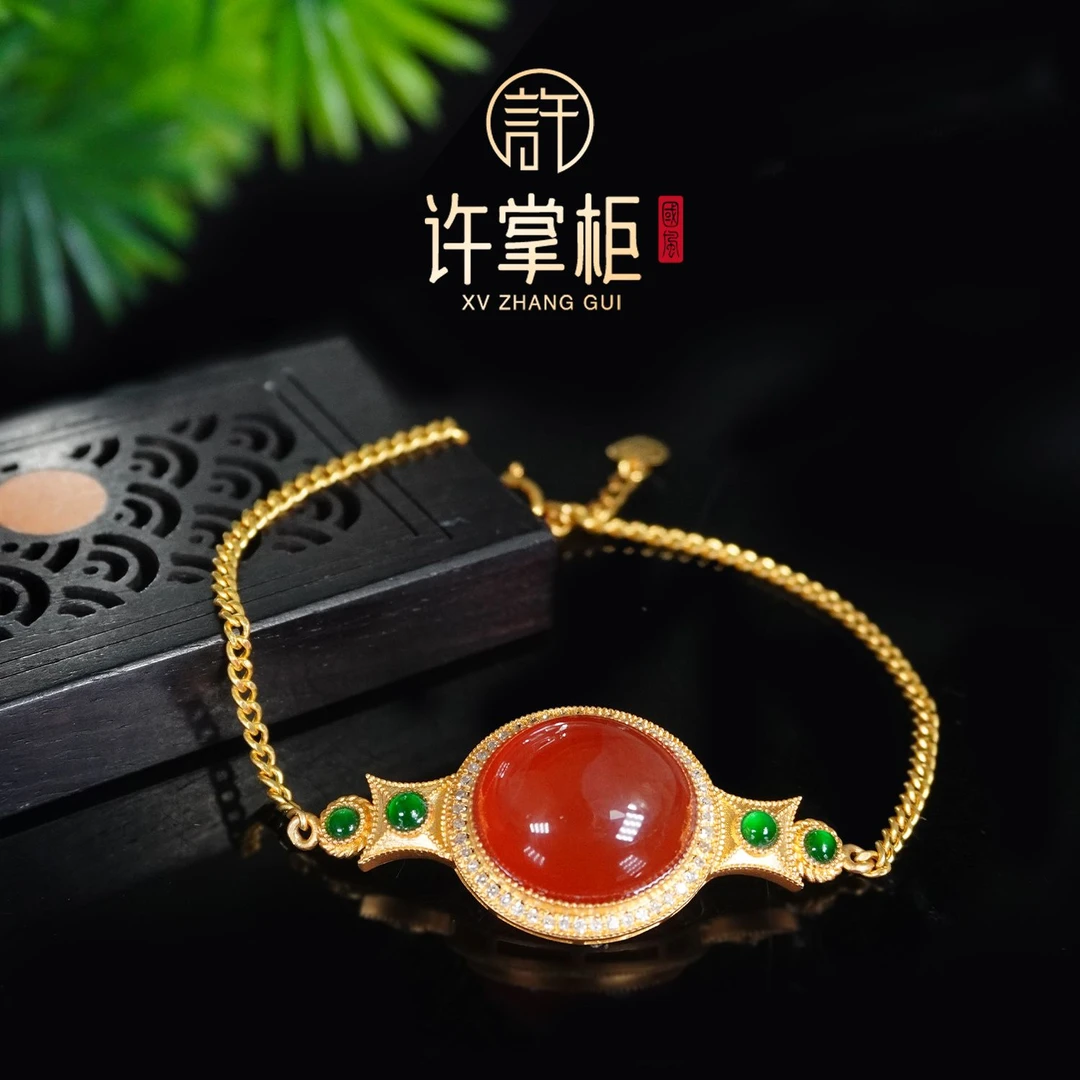 YGY｜18K金天然南红手链手饰原创设计精致百搭个性简约气质