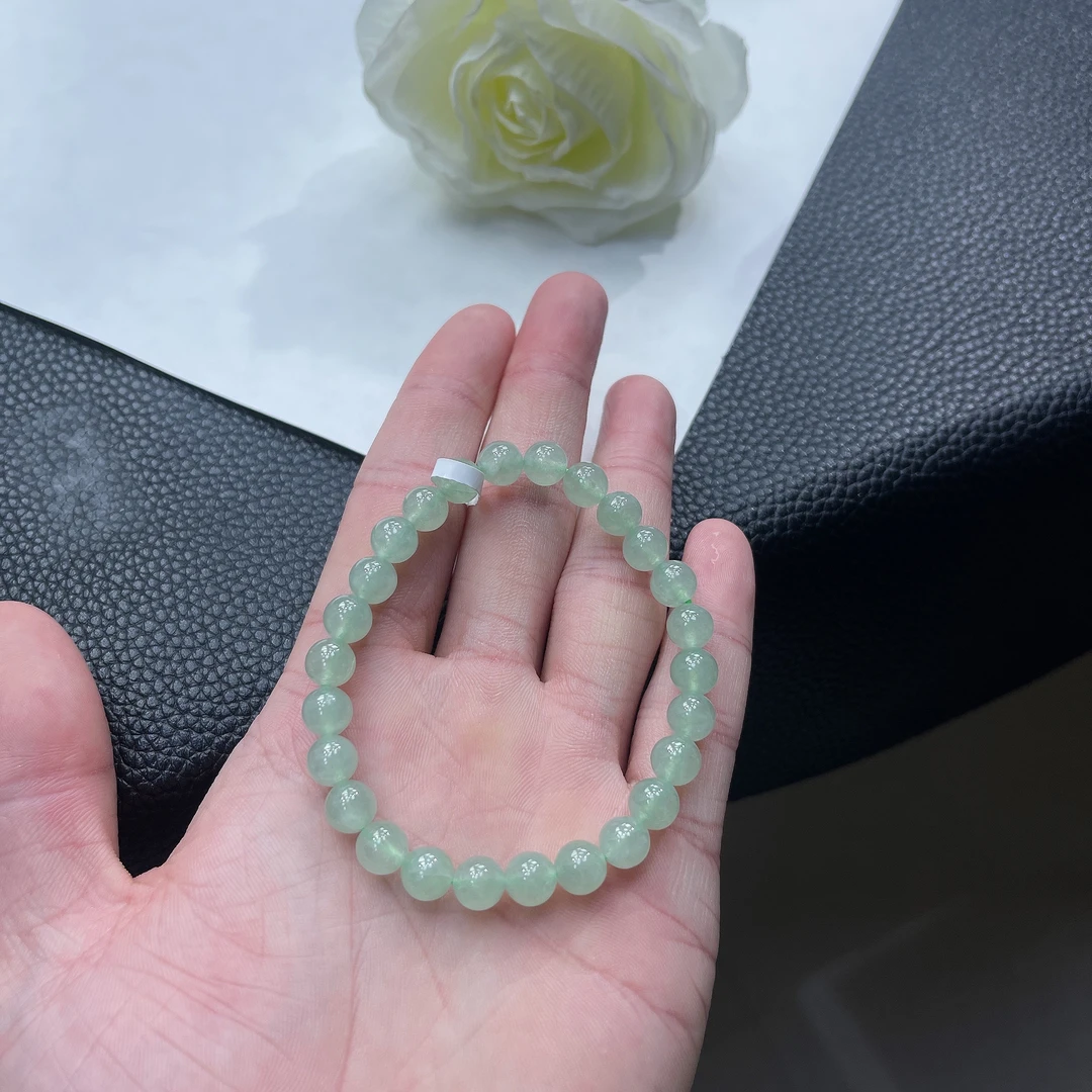 缅甸天然A货翡翠 晴底水晶葡萄肉小清新手串 尺寸7mm 数量26颗