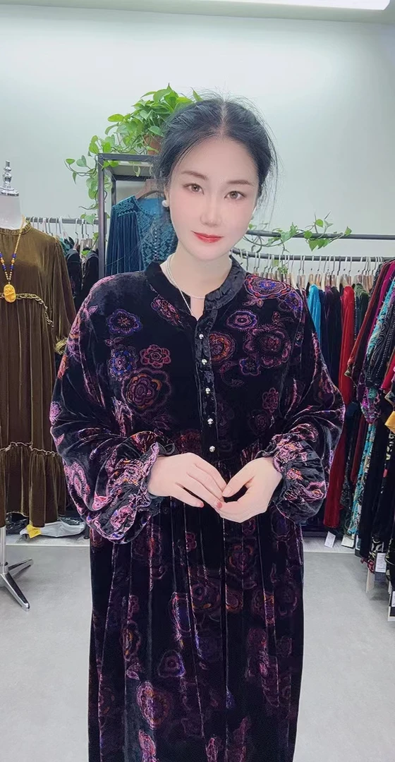 中老年桑蚕丝CD677-1连衣裙女装时尚