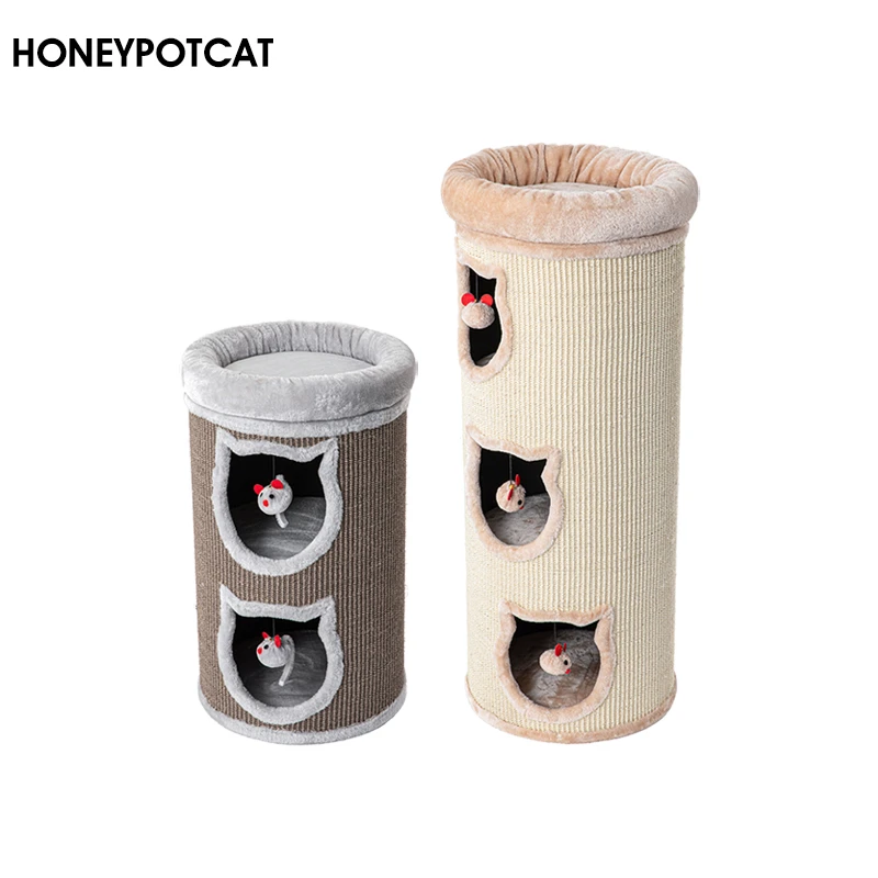 蜜罐猫爬架猫窝猫树一体 剑麻桶多层猫窝冬季保暖猫房子 猫咪用品