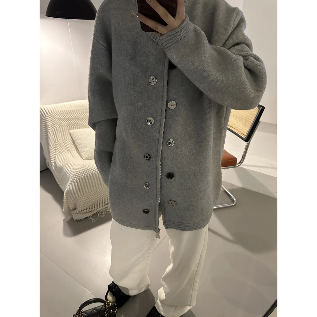 【SMDSM】秋冬重磅复古小香风高级休闲百搭韩系定制纽扣情侣毛衣潮