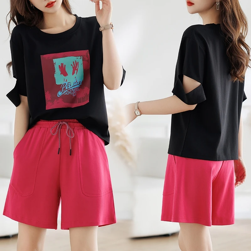 休闲运动套装女夏装搭配一整套时尚洋气时髦炸街短袖短裤两件套女