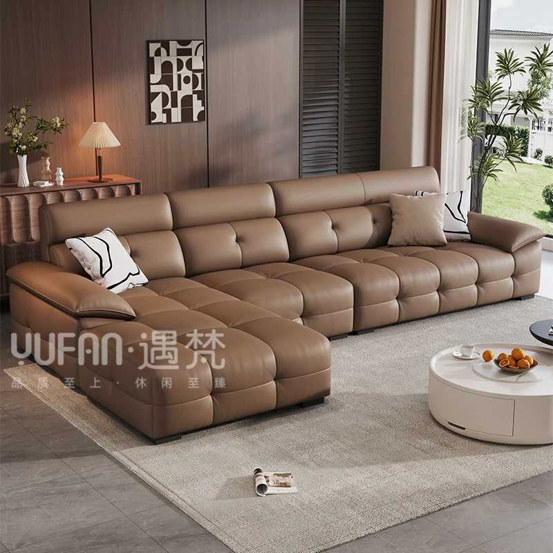 遇梵真皮大坐深沙发大中小户型家用客厅轻奢贵妃劳伦斯真皮沙发