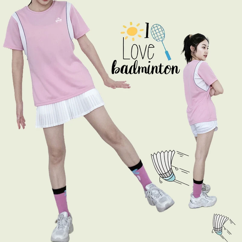 白日梦想家+学院元气少女羽毛球速干衣T恤运动球服吸湿排汗不粘身