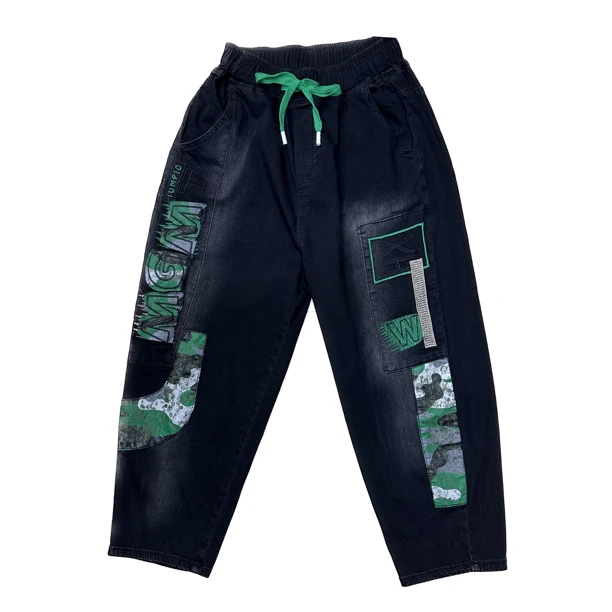 八分国潮炸街款宽松潮流牛仔跨裤嘻哈个性运动休闲裤百搭时尚街头