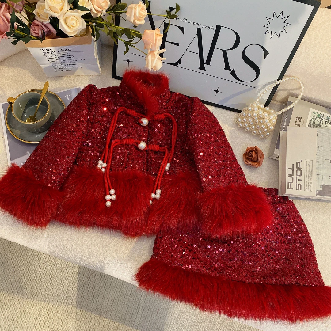 M2024新款女童拜年服套装冬季汉服中式棉服女宝夹棉年服6216