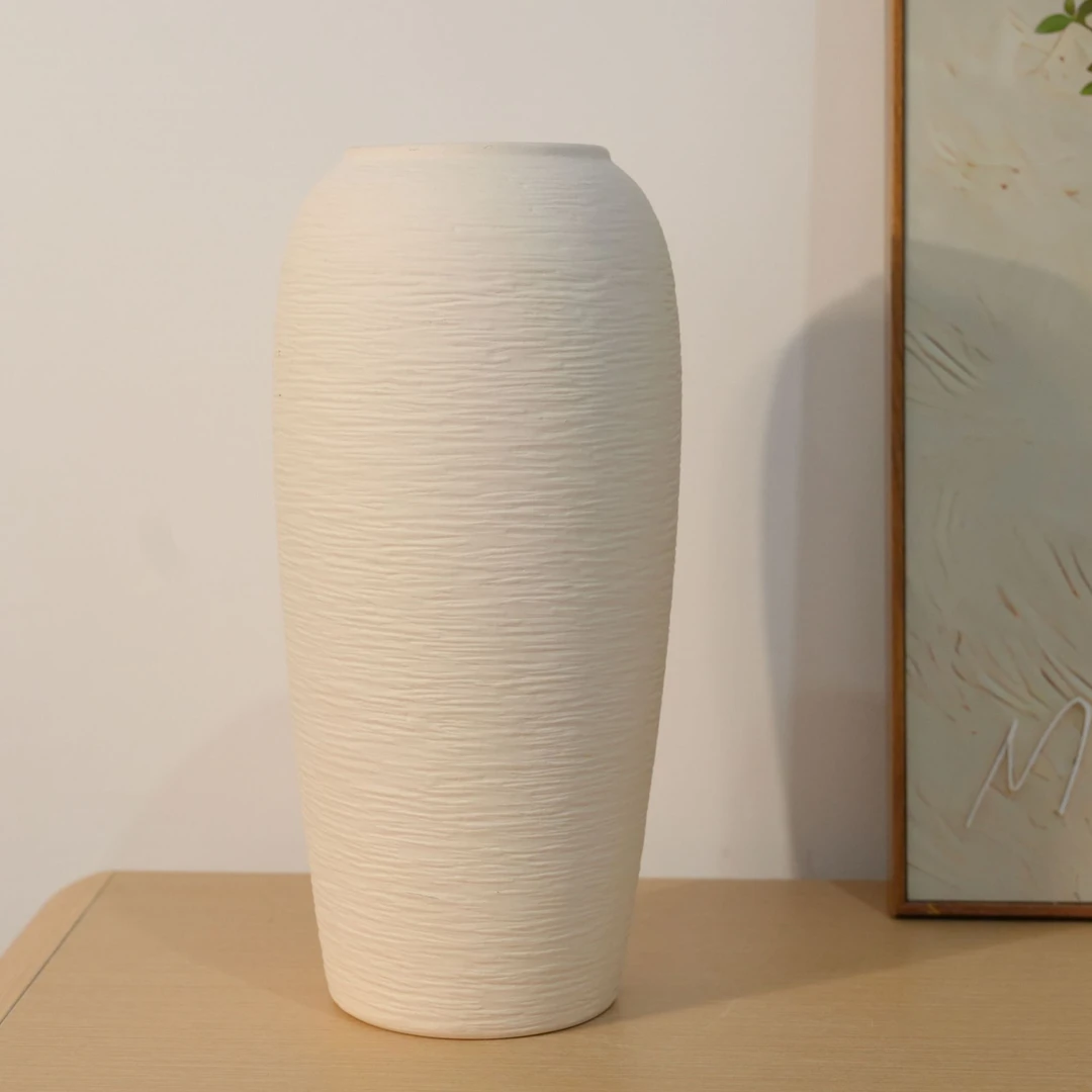 大号陶瓷花瓶（可水养花）磨砂花瓶 重工陶瓷花器 现代简约风