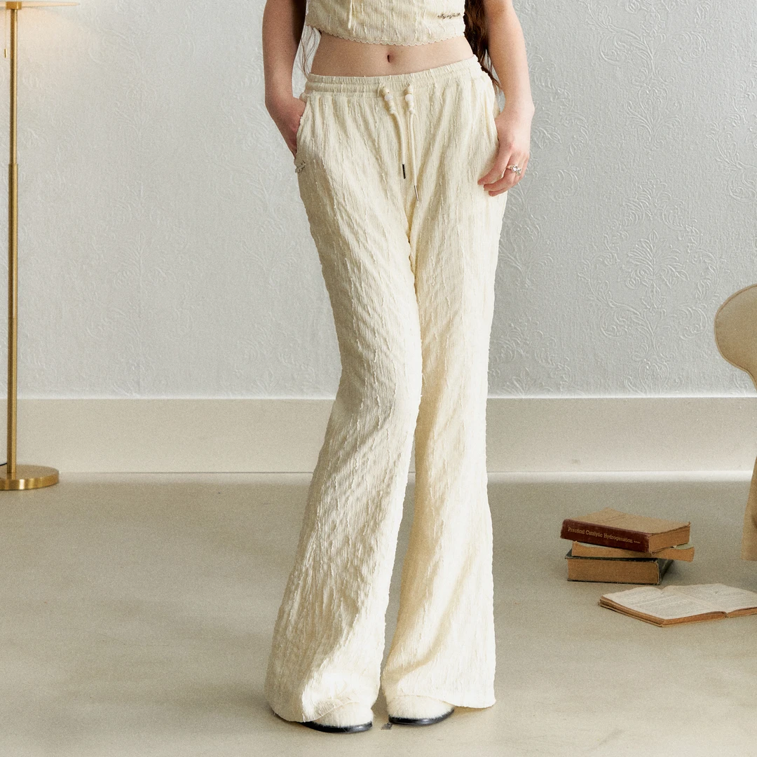 AYF肌理感阔腿长裤复古设计感宽松垂感直筒松弛慵懒风休闲长裤女