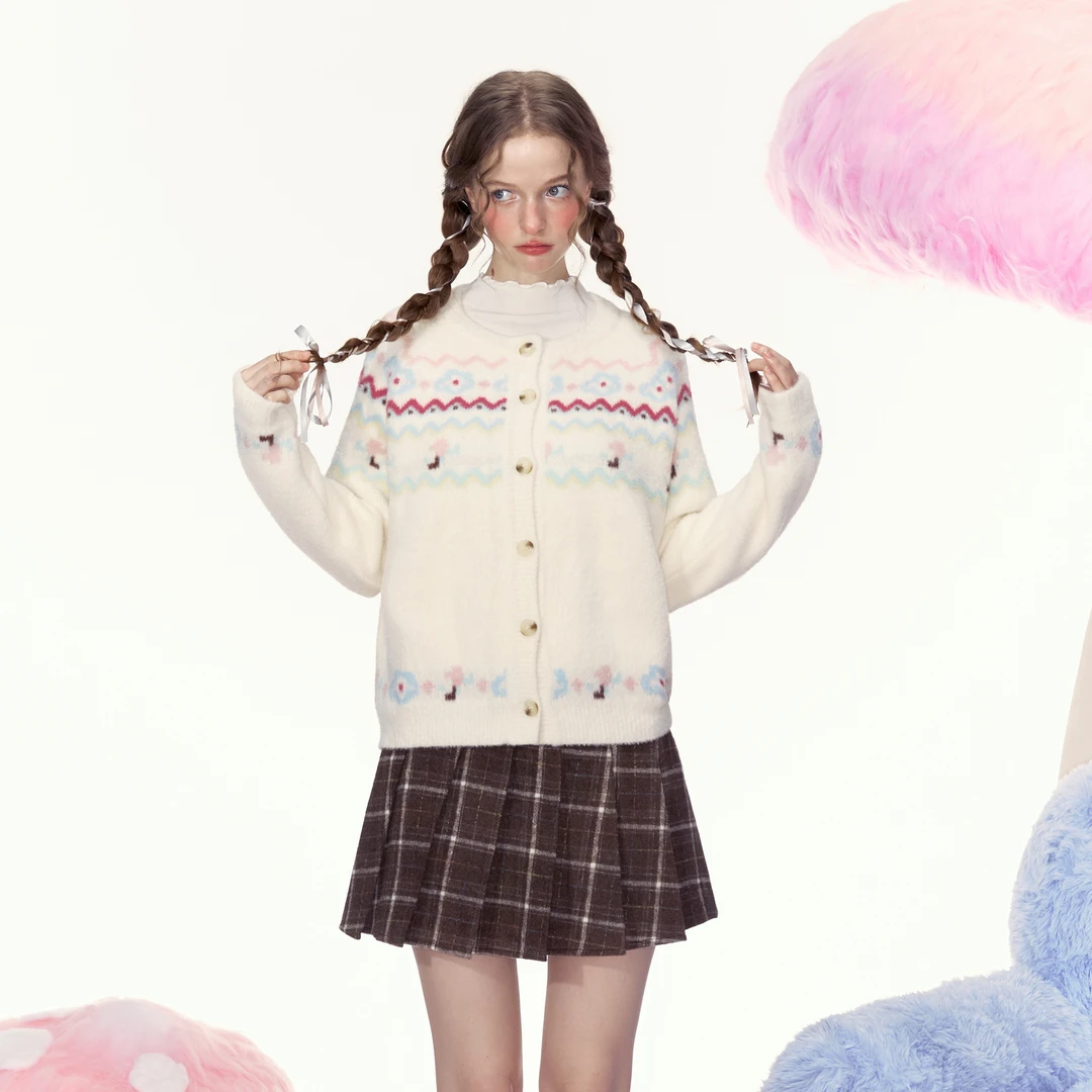 AYF｜“北岛相遇”秋冬法式复古甜美慵懒风宽松冬季针织开衫毛衣女