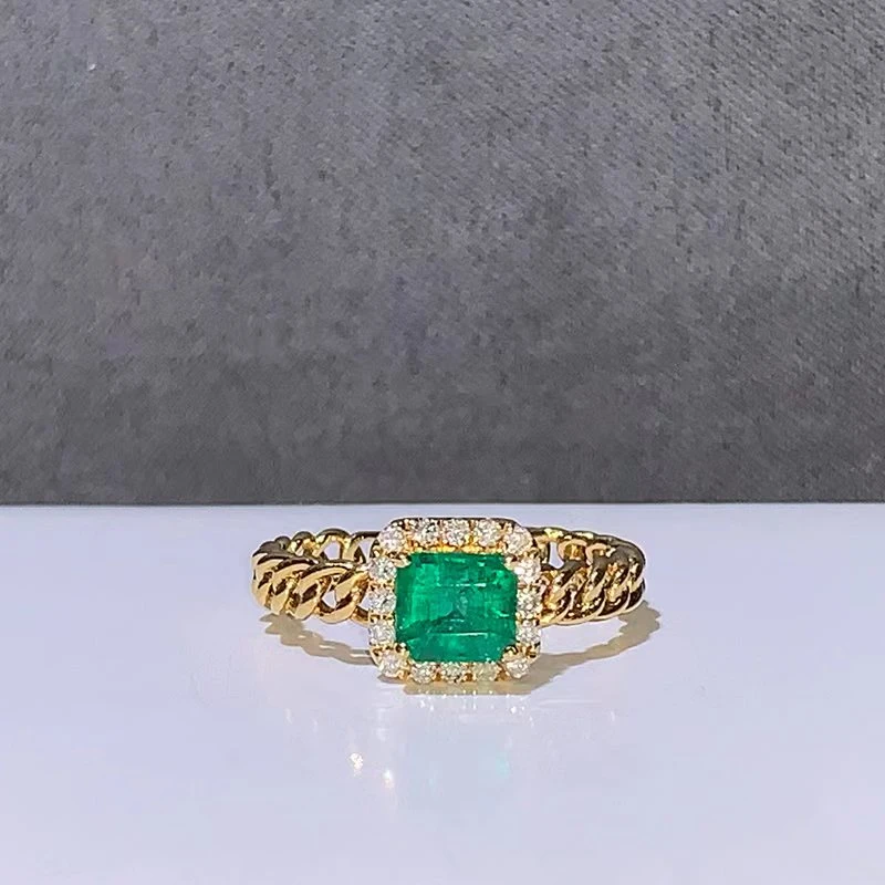 18K金天然祖母绿戒指