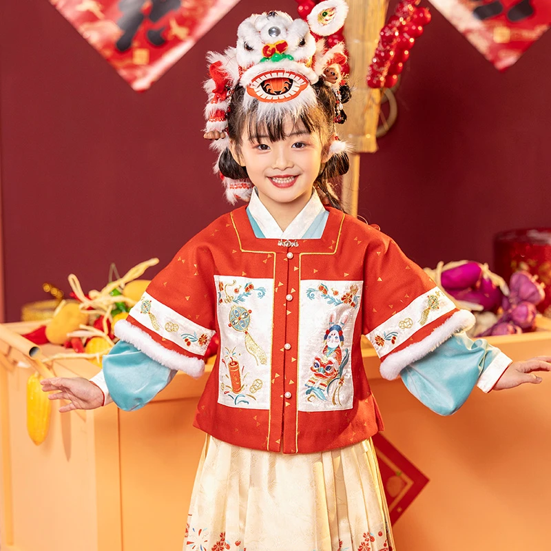 汉服女童【福星】拜年服周岁喜庆原创改良冬装两件套