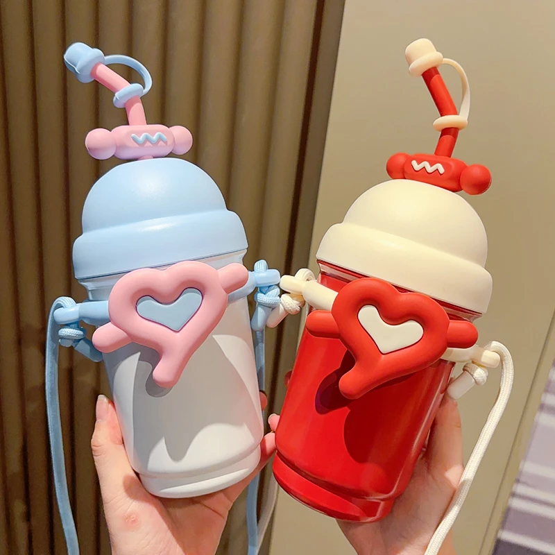 吸管水杯女生礼物2025新款不锈钢保温杯高颜值大容量便携斜跨杯子