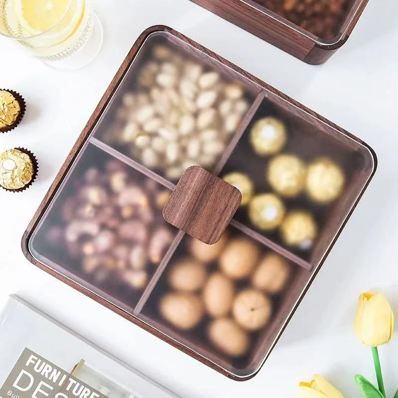 北美黑胡桃圆角大号果盒 直径25cm 高度7cm HHT-02