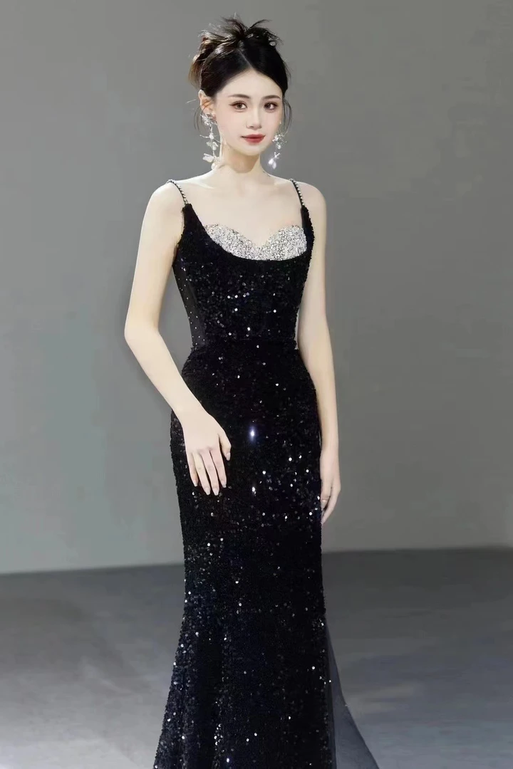 金馨婚纱吊带小众超仙纯欲风鱼尾长裙修身显瘦收腰礼服连衣裙