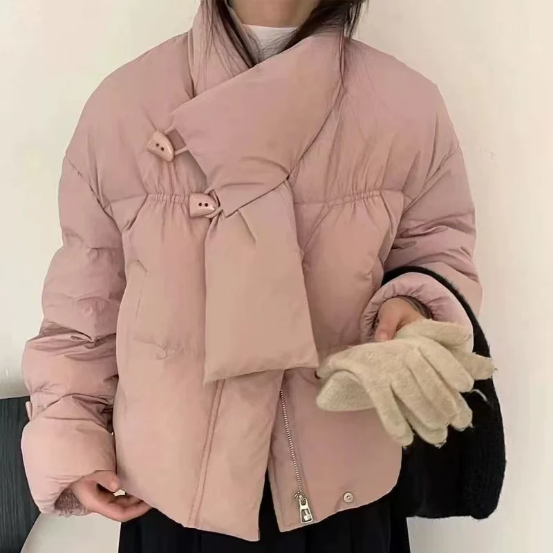 【保暖棉服】冬季加棉加厚领带款棉服棉衣女046