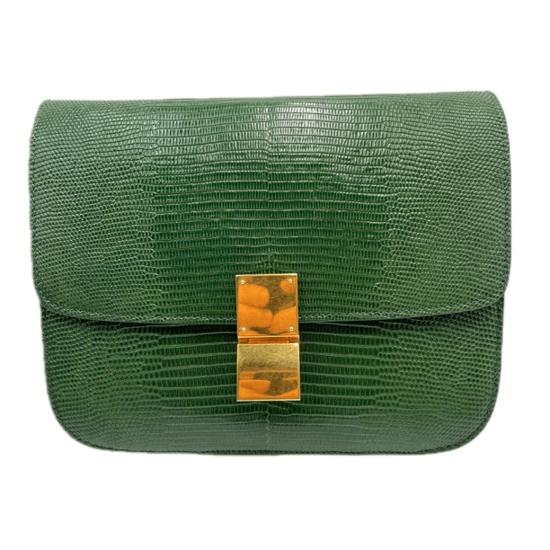95新 Celine/思琳 范大范豆腐方块包蜥蜴皮斜挎包中号/5380 2571