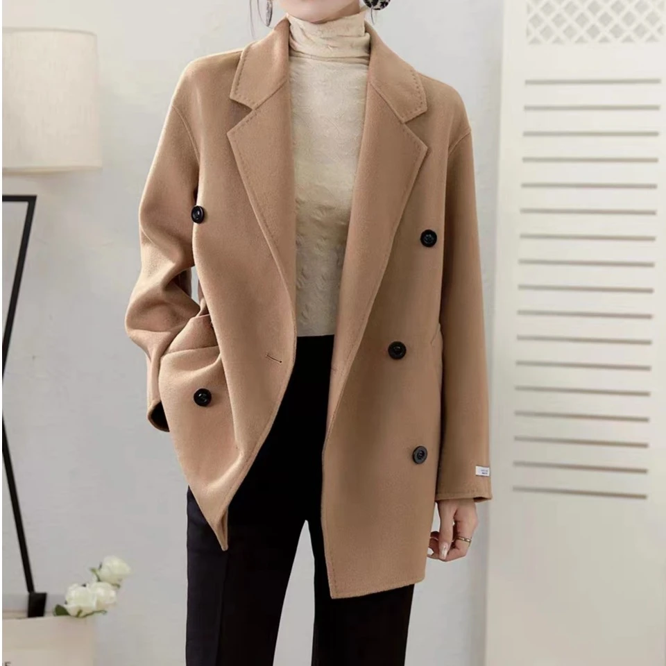 【经典801短款大衣】10羊绒90羊毛双面呢宽松潮流毛呢外套休闲