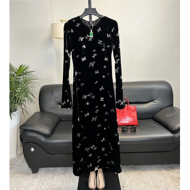 【黑蝴蝶】设计师款女装新款百搭高级时尚碎花连衣裙女