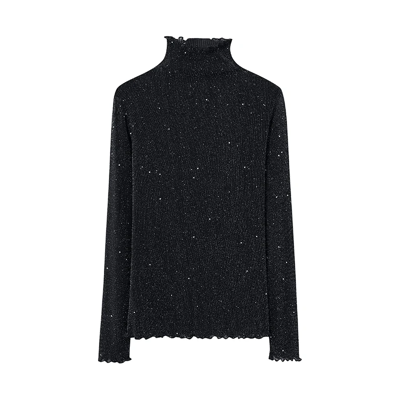 打底衫长袖蕾丝女士百搭修身黑色轻奢时尚气质秋冬设计师重工001