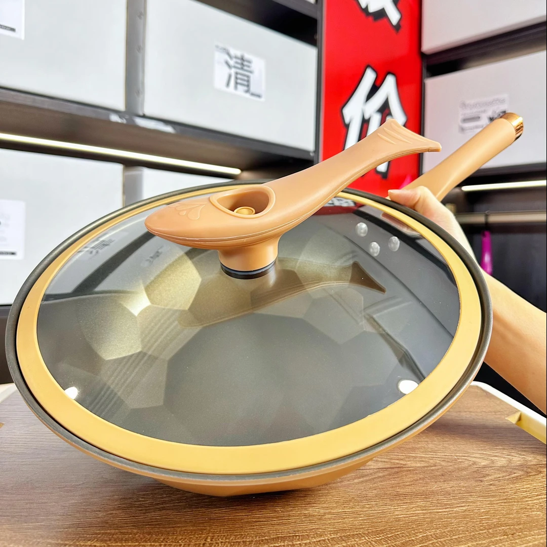 家用厨房陶土养生钛不粘锅煎炒微压炒锅燃气灶用韩式32cm