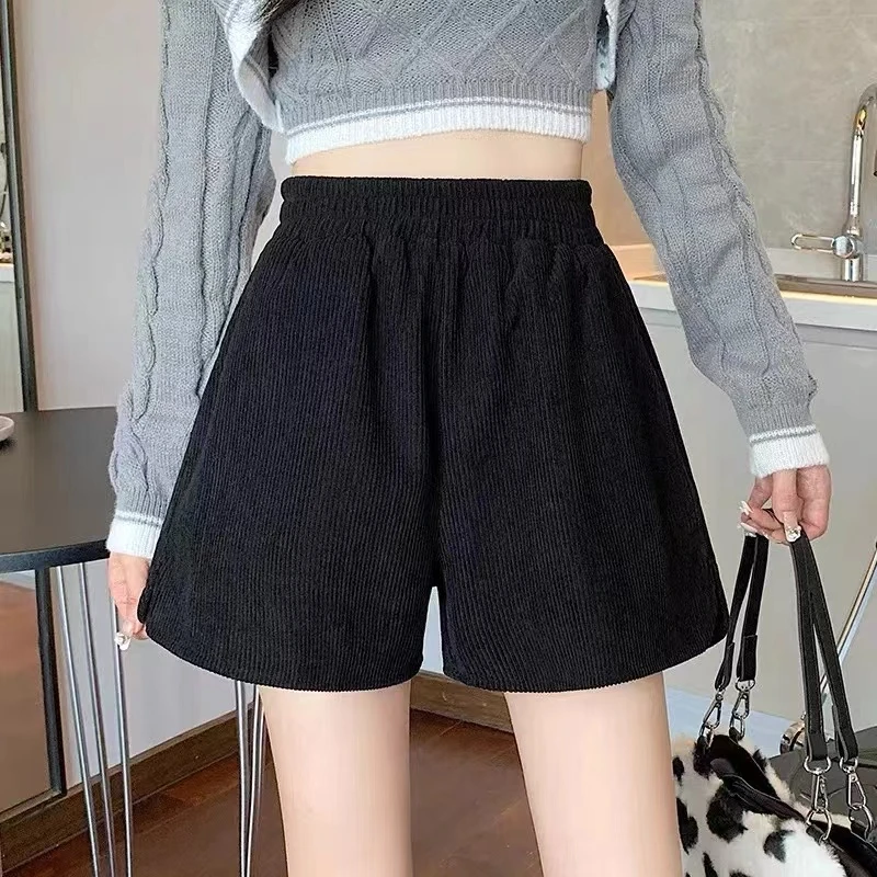 【现】#621纯色休闲裤短裤直筒新款松紧高腰休闲风女装