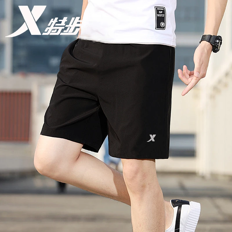 特步男裤短裤春夏薄款跑步五分裤透气速干休闲宽松健身运动裤男款