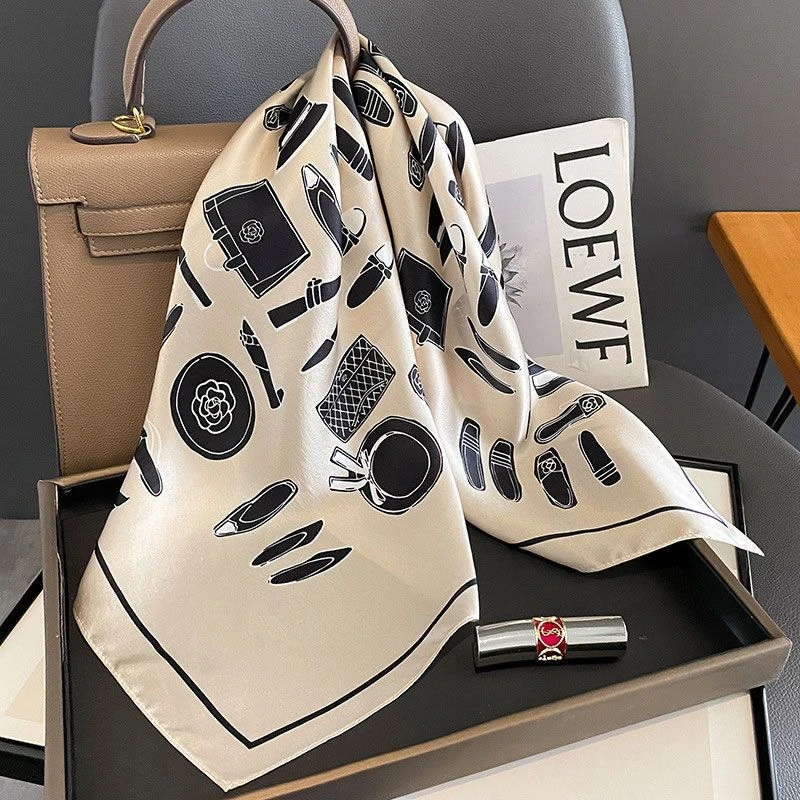 100%桑蚕丝70真丝小方巾女装饰领巾2023新款送礼妈妈气质洋气围巾