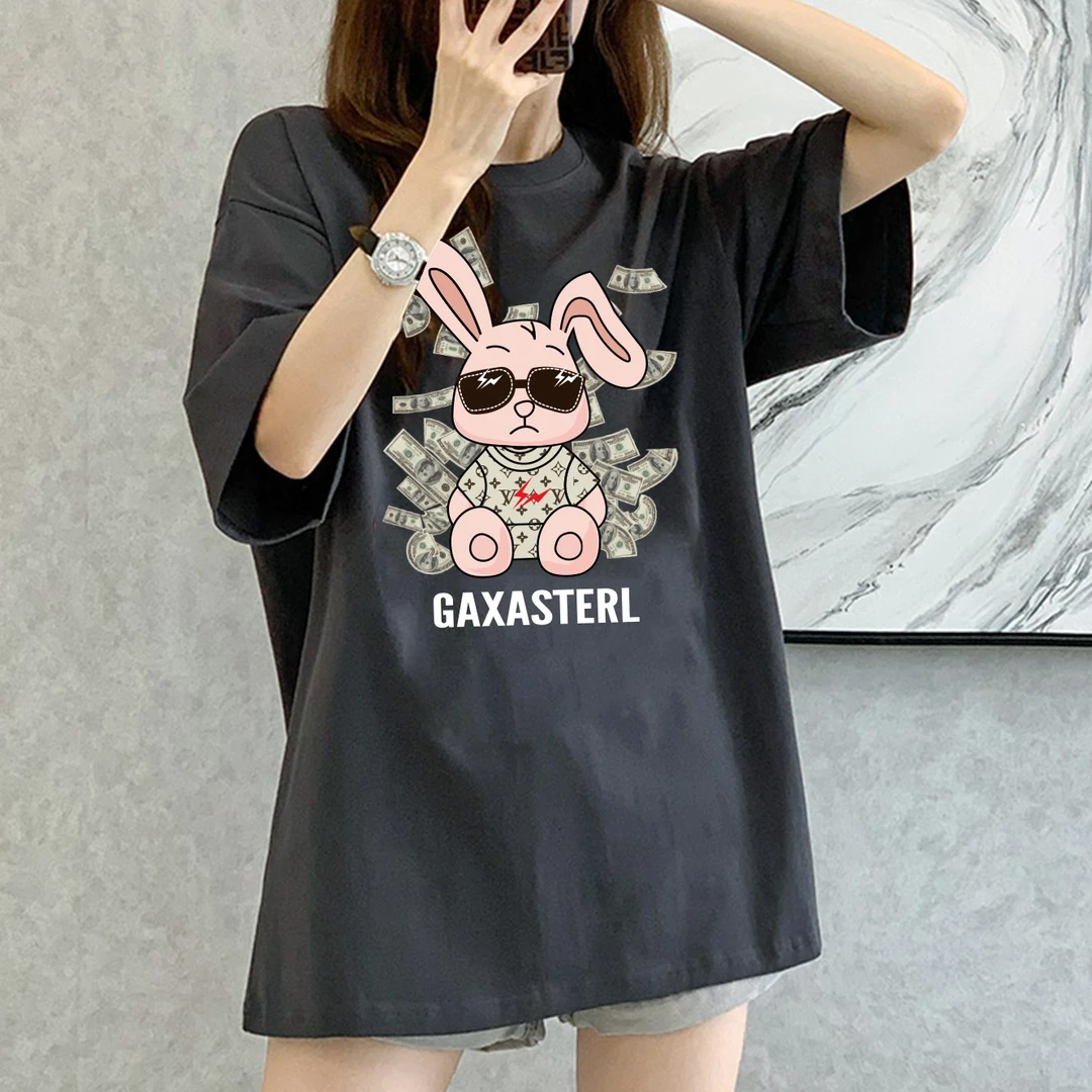 【 纯棉】新款宽松2025纯棉短袖T恤上衣情侣装字母百搭宽松潮