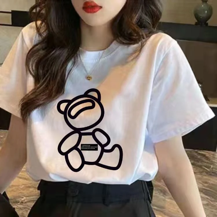 【 纯棉】2025夏季新款圆领短袖棉T恤上衣情侣装字母百搭宽松
