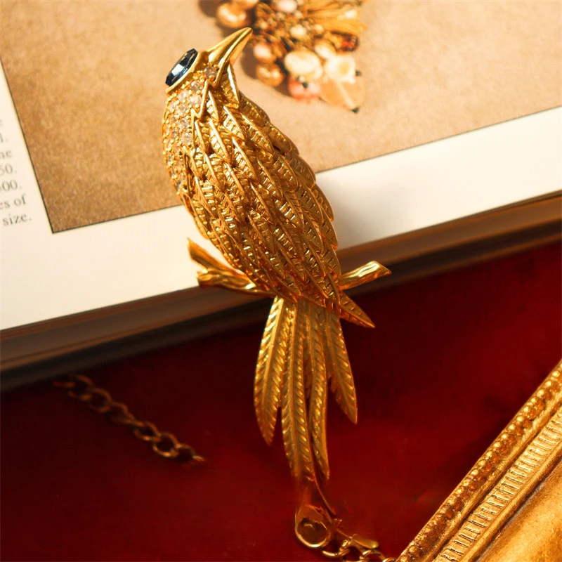 铜合金锆石胸针 合金锆石胸针 鹦鹉之声复古气质胸花