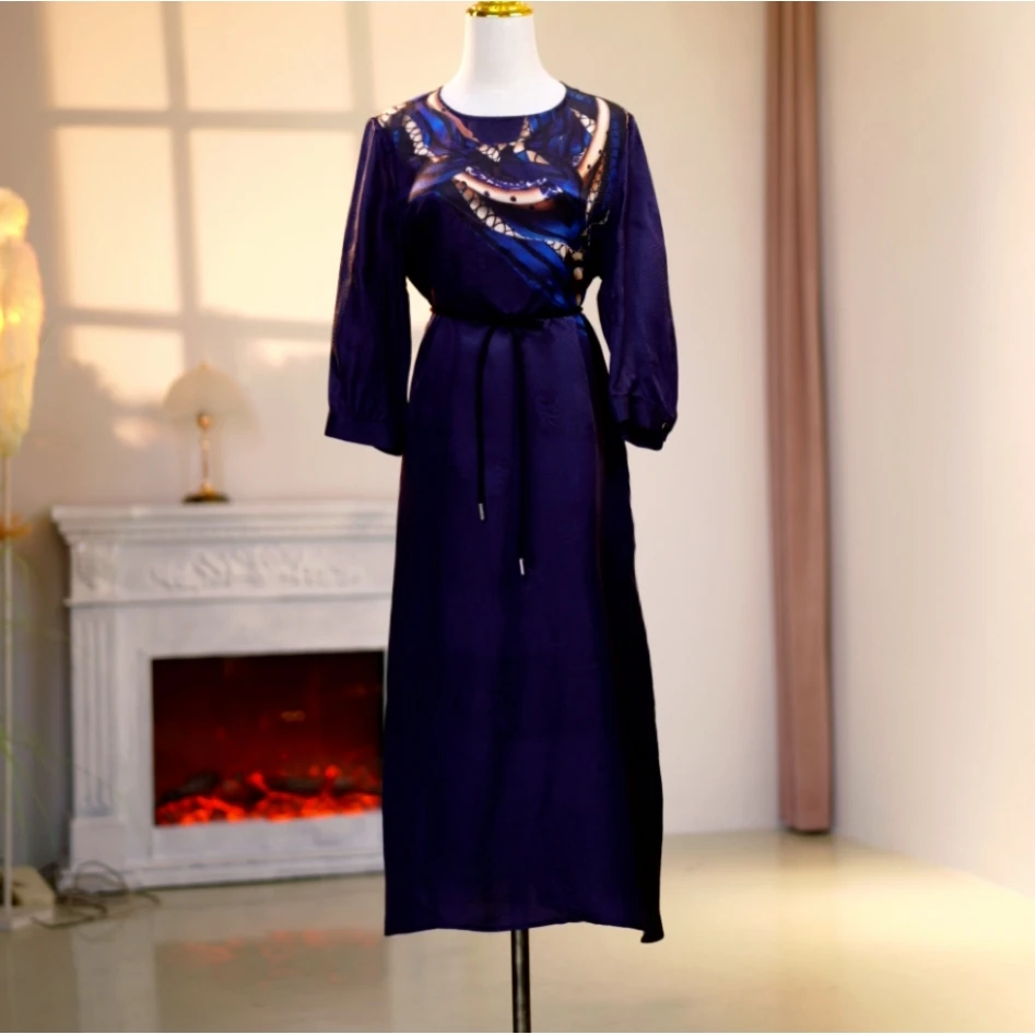 桑蚕丝高定时尚气质减龄优雅连衣裙  250054