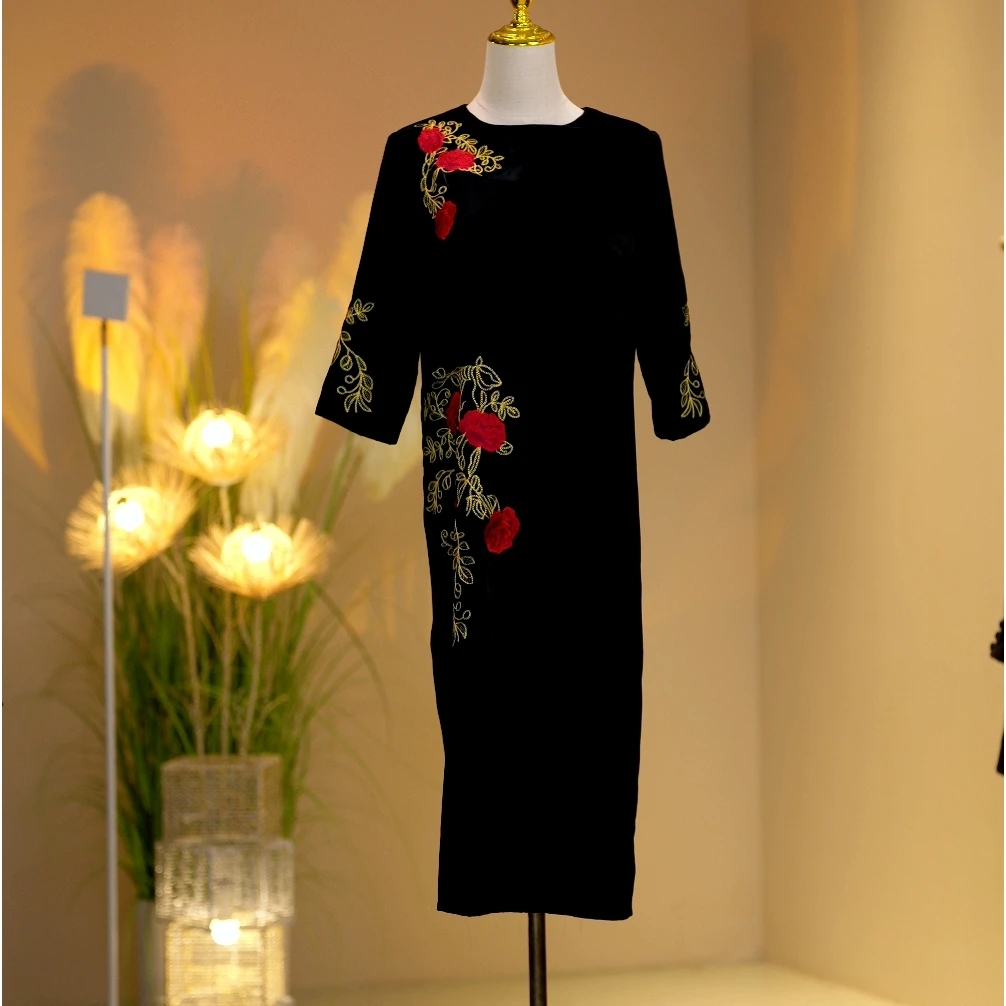 丝绒高定时尚气质连衣裙  2410053