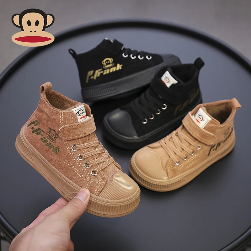 大嘴猴童鞋儿童加绒高帮板鞋2023冬季男女童二棉板鞋防滑休闲百搭