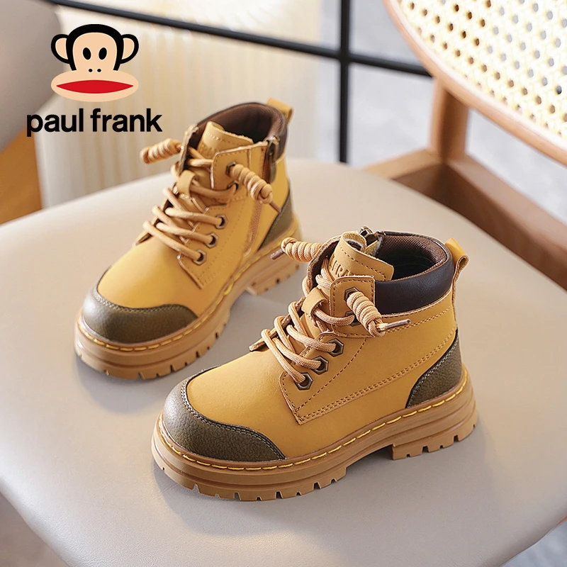 大嘴猴童鞋2023新款冬季加绒马丁靴男女童二棉鞋防滑耐磨儿童鞋子